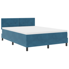 vidaXL Boxspring Ágy Mattal & LED Sötétkék 160x200 cm Bársonyos (3342666) ágy és ágykellék