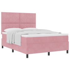 vidaXL Boxspring Ágy Mattal Rózsaszín 160x200 cm Bársony (3339913) ágy és ágykellék