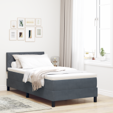 vidaXL Boxspring Ágy Mattal Sötét Szürke 90x200 cm Bársony ágy és ágykellék