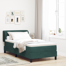 vidaXL Boxspring Ágy Mattal Sötét Zöld 100x200 cm Bársony ágy és ágykellék