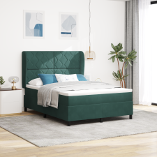 vidaXL Boxspring Ágy Mattal - Sötét Zöld, 140x200 cm, Bársony ágy és ágykellék