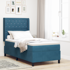 vidaXL Boxspring Ágy Mattal Sötétkék 100x200 cm Bársony ágy és ágykellék