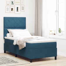 vidaXL Boxspring Ágy Mattal Sötétkék 100x200 cm Bársonyos ágy és ágykellék