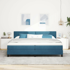 vidaXL Boxspring Ágy Mattal Sötétkék 200x200 cm Bársony ágy és ágykellék