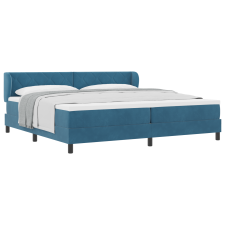 vidaXL Boxspring Ágy Mattal Sötétkék 200x200 cm Bársonyos (3340464) ágy és ágykellék