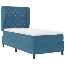 vidaXL Boxspring Ágy Mattal Sötétkék 90x200 cm Bársonyos (3340860) ágy és ágykellék