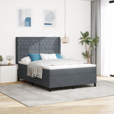 vidaXL Boxspring Ágy Mattal Sötétszürke 140x190 cm Bársony ágy és ágykellék