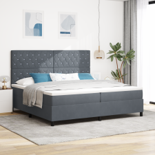 vidaXL Boxspring Ágy Mattal Sötétszürke 200x200 cm Bársony ágy és ágykellék