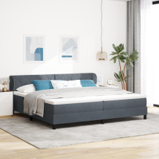 vidaXL Boxspring Ágy Mattal Sötétszürke 200x200 cm Bársonyos ágy és ágykellék