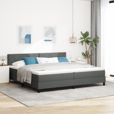 vidaXL Boxspring Ágy Mattal Sötétszürke 200x200 cm Szövet ágy és ágykellék