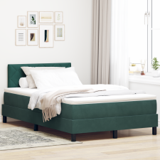 vidaXL Boxspring Ágy Mattal Sötétzöld Kicsi Kétszemélyes Bársony ágy és ágykellék