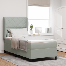 vidaXL Boxspring Ágy Mattal Világosszürke 100x200 cm Bársonyos ágy és ágykellék