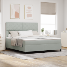 vidaXL Boxspring Ágy Mattal Világosszürke Szuper Király Bársony ágy és ágykellék