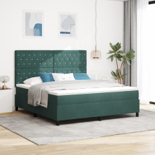 vidaXL Boxspring Ágy Mattress & LED Sötét Zöld 180x200 cm Bársony ágy és ágykellék