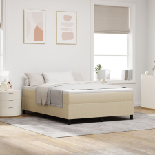 vidaXL Boxspring Ágy Világosszürke Zöld 140x200 cm Pamut Szövet ágy és ágykellék