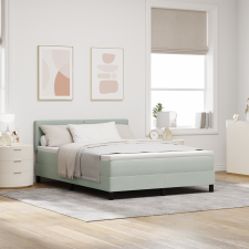 vidaXL Boxspringágy Matrac és LED Fénnyel Világosszürke 140x200 cm Bársony ágy és ágykellék