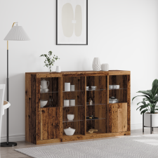 vidaXL Büfé LED Fényekkel Régi Fa 163x37x100 cm Mérnöki Fa bútor