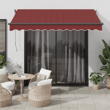 vidaXL burgundi vörös automata kihúzható LED-es napellenző 300x250 cm kerti bútor