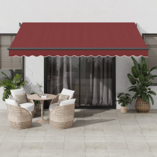 vidaXL burgundi vörös automata kihúzható LED-es napellenző 400x300 cm kerti bútor
