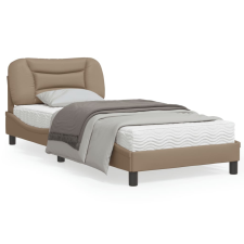 vidaXL cappuccino színű műbőr ágykeret fejtámlával 90 x 200 cm ágy és ágykellék