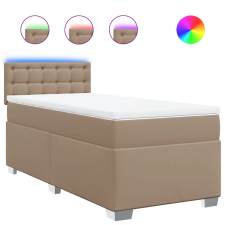 vidaXL cappuccino színű műbőr rugós ágy matraccal 100 x 200 cm (3288411) ágy és ágykellék