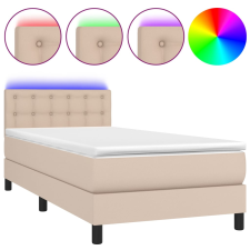 vidaXL cappuccino színű műbőr rugós ágy matraccal és LED-del 100x200cm (3134212) ágy és ágykellék