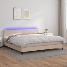 vidaXL cappuccino színű műbőr rugós ágy matraccal és LED-del 200x200cm ágy és ágykellék