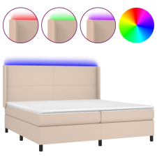 vidaXL cappuccino színű műbőr rugós ágy matraccal és LED-del 200x200cm (3139288) ágy és ágykellék