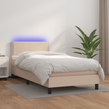 vidaXL cappuccino színű műbőr rugós ágy matraccal és LED-del 80x200 cm ágy és ágykellék