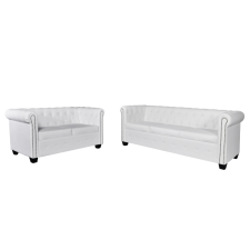 vidaXL Chesterfield 2-személyes és 3-személyes kanapé szett fehér bútor