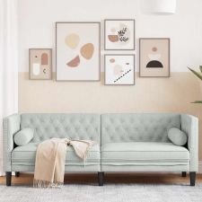 vidaXL Chesterfield kanapé Világosszürke 194 x 74.5 x 70.5 cm Bársony bútor
