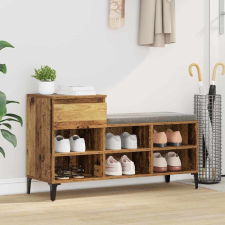 vidaXL Cipőszekrény fiókkal polcokkal Régi fa 102 x 36 x 60 cm Faanyag bútor