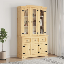 vidaXL Corona méz színű tömör fenyőfa tálalószekrény 112x43x196 cm bútor