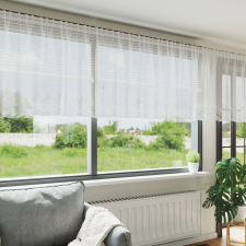 vidaXL Csipkés Függöny függönyökkel Virágos Fehér 500 x 100 cm Poliészter lakástextília