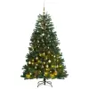 vidaXL Csuklópántos műkarácsonyfa 300 LED-del és gömbökkel 240 cm