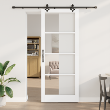 vidaXL csúszó ajtó hardver készlet fehér 93x232 cm tömör fa fenyő nyílászáró