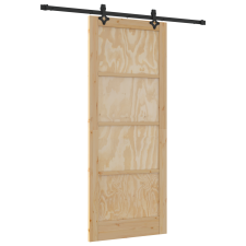 vidaXL Csúszó Ajtó Hardver Készlettel 86x211 cm Tömör Fenyőfából (3333512) építőanyag
