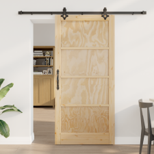 vidaXL Csúszó Ajtó Hardver Készlettel 93x202 cm Masszív Fenyőfa, Belső Ajtó nyílászáró