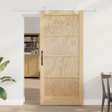 vidaXL csúszó ajtó hardver készlettel 93x202 cm szilárd fenyőből,  belső ajtó nyílászáró