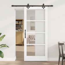 vidaXL Csúszó Ajtó Hardver Készlettel Fehér 86x198.5 cm Tömör Fenyő nyílászáró