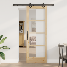 vidaXL Csúszó Ajtó Hardver Szett 78x211 cm Szilárd Fenyő Fa nyílászáró