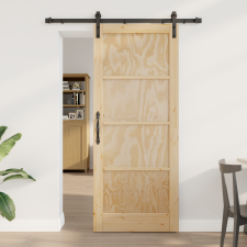 vidaXL Csúszó Ajtó Kiegészítő Készlettel 83x202 cm Szilárd Fa Fenyő nyílászáró