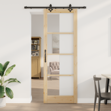 vidaXL Csúszó Ajtó Szerelvény Készlet 83x232 cm Tömör Fenyőfa nyílászáró
