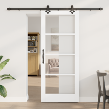 vidaXL Csúszóajtó hardver készlet Fehér 83x202 cm szilárd fenyőből nyílászáró