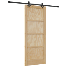 vidaXL Csúszóajtó Hardver Készlettel 83x202 cm Szilárd Fa Fenyő (3333532) nyílászáró