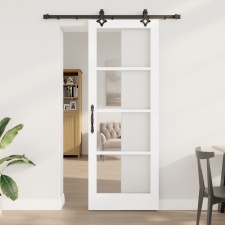 vidaXL Csúszóajtó Hardver Készlettel Fehér 78x211 cm Tömör Fenyő nyílászáró