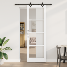 vidaXL Csúszóajtó hardver szettel Fehér 78x232 cm Tömör Fenyő nyílászáró