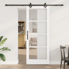 vidaXL Csúszóajtó hardverrel Fehér 83x211 cm Tömör fenyő nyílászáró