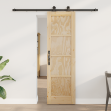 vidaXL csúszóajtó kiegészítő készlettel 61x198,5 cm Tömör fenyő nyílászáró