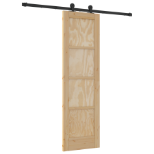 vidaXL csúszóajtó kiegészítő készlettel 61x198,5 cm Tömör fenyő (3333324) nyílászáró